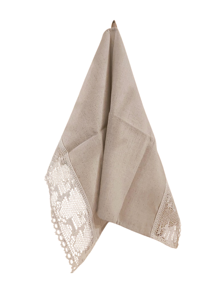 Linen towel 45x70cm (lace - white deer)