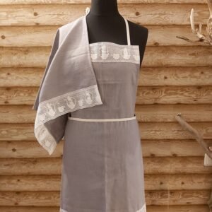 Linen Apron & Linen Towel with White Linen Lace